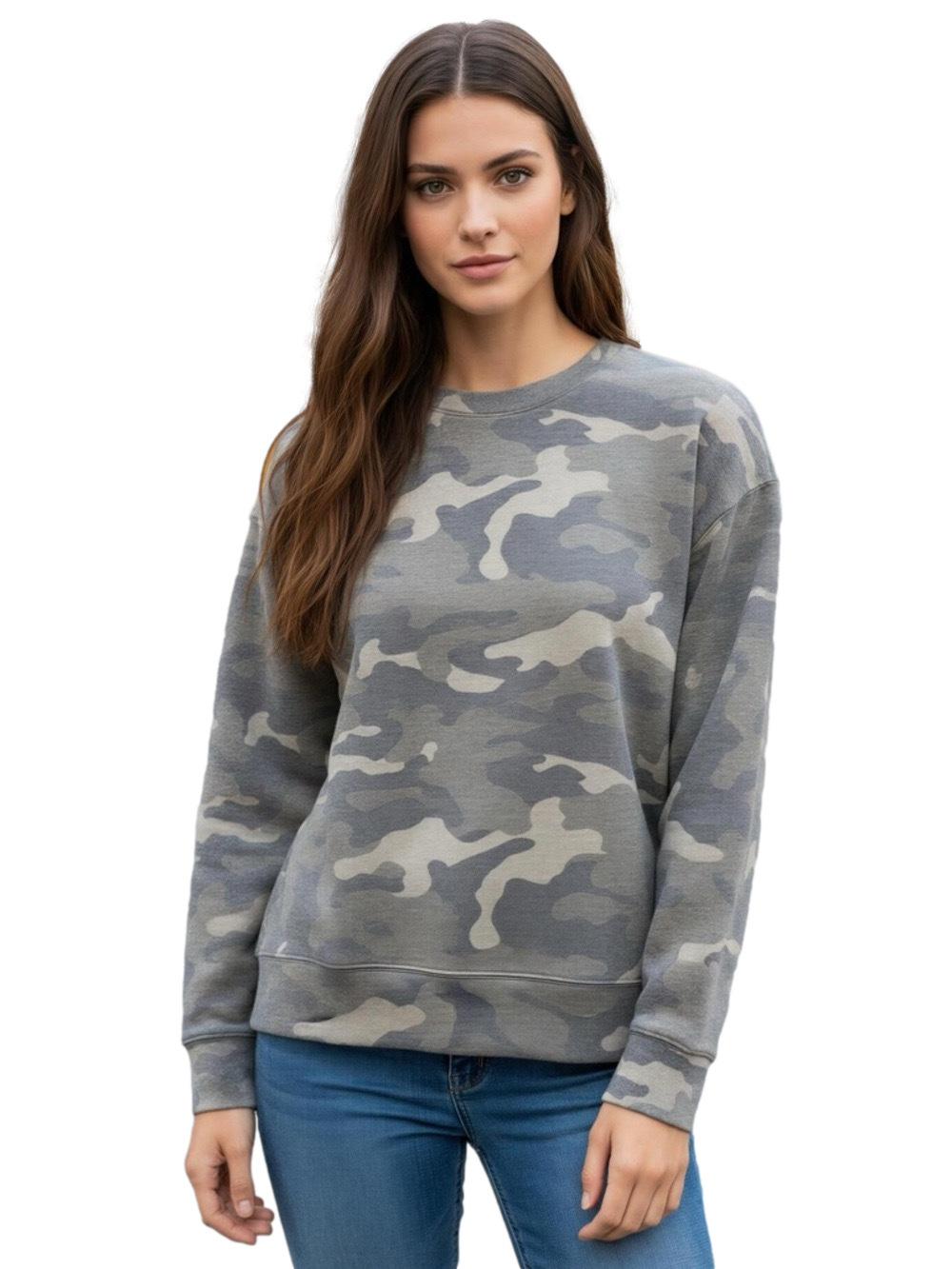 Express Oversized Camouflage Sweatshirt with Kangaroo Pocket Size XS